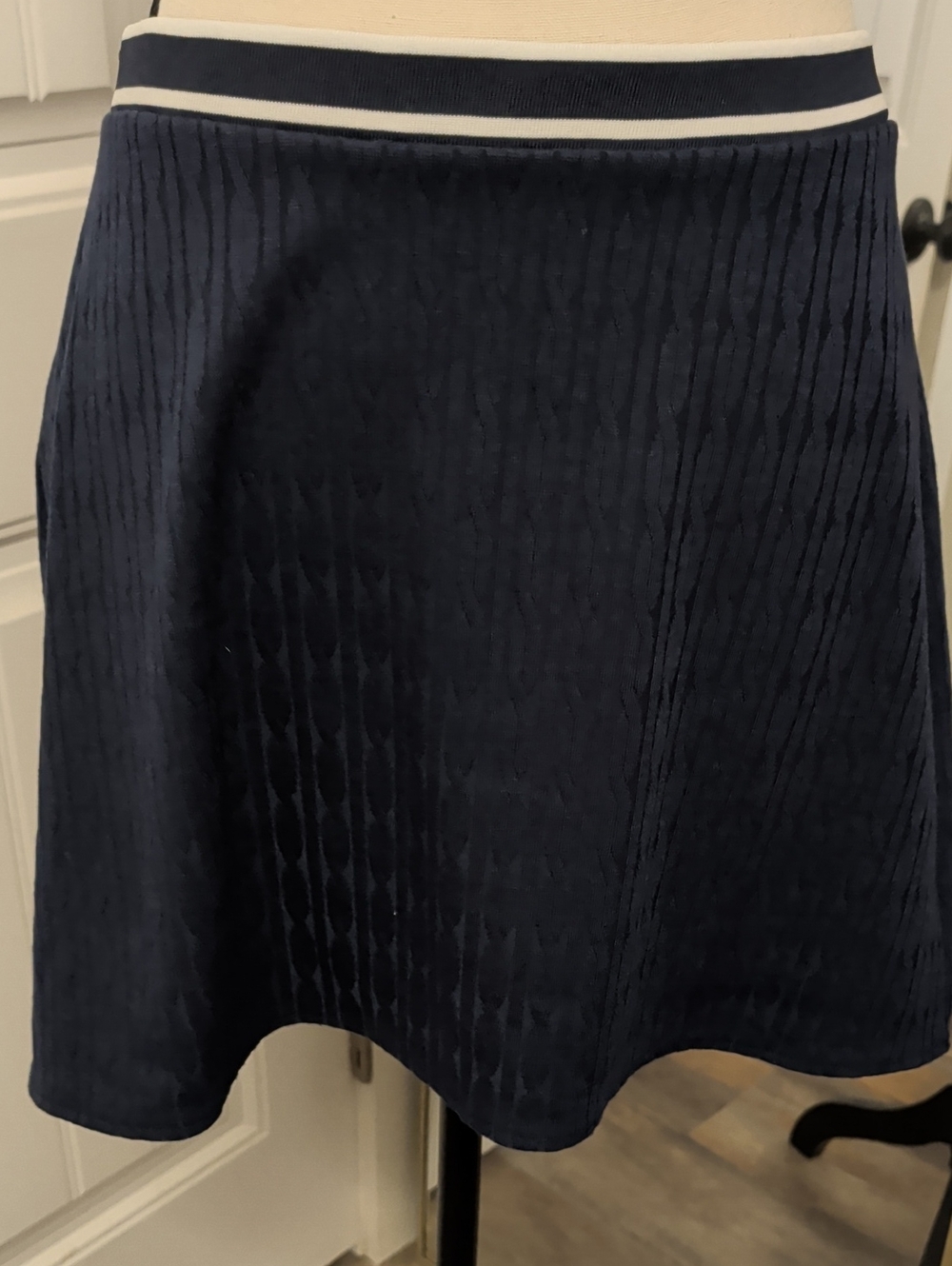 H&M Navy Circle Skirt with Striped Waistband